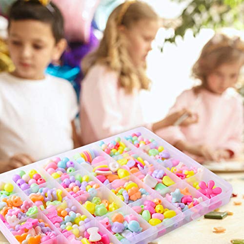 1300pcs Set Pulseras Niña Cuentas para Collares Juguete de Cuentas DIY Cuentas Coloridas para Hacer Pulseras Niñas