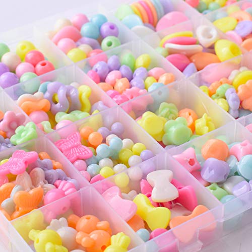 1300pcs Set Pulseras Niña Cuentas para Collares Juguete de Cuentas DIY Cuentas Coloridas para Hacer Pulseras Niñas