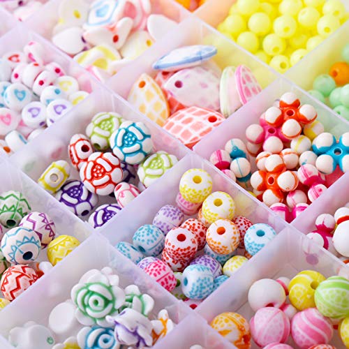 1300pcs Set Pulseras Niña Cuentas para Collares Juguete de Cuentas DIY Cuentas Coloridas para Hacer Pulseras Niñas