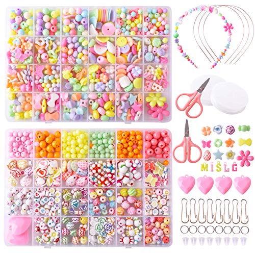 1300pcs Set Pulseras Niña Cuentas para Collares Juguete de Cuentas DIY Cuentas Coloridas para Hacer Pulseras Niñas