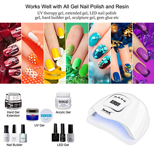 150W LED UV lámpara de uñas, Secador de uñas AsperX Kit de luz de esmalte de uñas de gel Detección automática inteligente con temporizador 10/30/60 / 99s