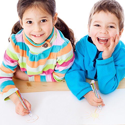 16 Piezas de Bolígrafos de Multicolor Bolígrafos de Bola Retráctiles 8-en-1 8 Colores Plumas de Punta de Bola de Barril Transparente para Oficina Escuala Regalo de Estudiantes Niños