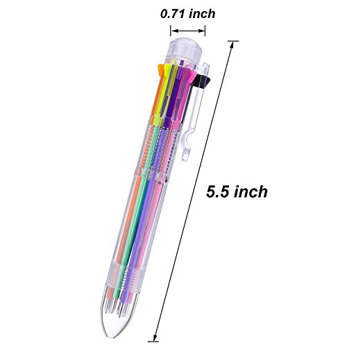 16 Piezas de Bolígrafos de Multicolor Bolígrafos de Bola Retráctiles 8-en-1 8 Colores Plumas de Punta de Bola de Barril Transparente para Oficina Escuala Regalo de Estudiantes Niños
