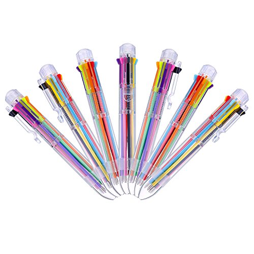 16 Piezas de Bolígrafos de Multicolor Bolígrafos de Bola Retráctiles 8-en-1 8 Colores Plumas de Punta de Bola de Barril Transparente para Oficina Escuala Regalo de Estudiantes Niños