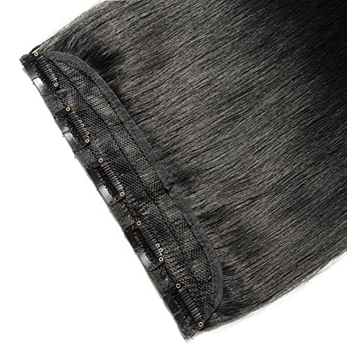 16"(40cm) SEGO Extensiones de Cabello Natural Clip Pelo Humano [#1 Negro] 100% Remy [Una Pieza 5 Clips] Postizos Pelucas Lisas (45g)