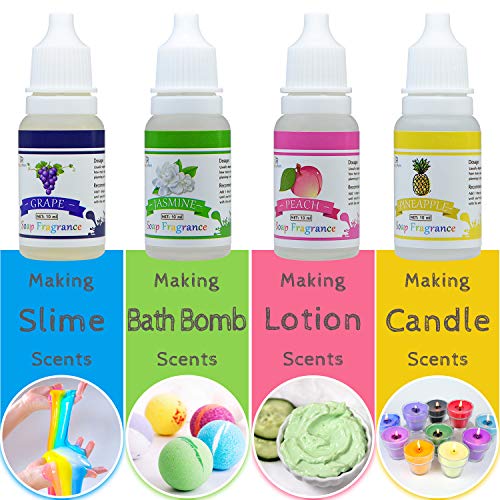 18 Aceite de Fragancia de Jabón - Fragancias de Jabón Líquido para Fabricar Bombas de Baño, Fabricación Jabón, Limo de Bricolaje - Perfumes de Bomba de Baño para Cosméticos, Arte - 10 ml Cada Uno
