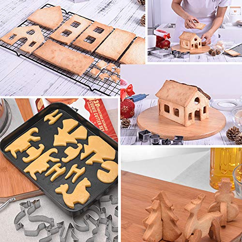 18 Piezas Moldes para Galletas Acero Inoxidable Forma Cutter para Tartas Accesorio de Cocina Galletas Hornear Navidad Halloween Cumpleaños Infantiles