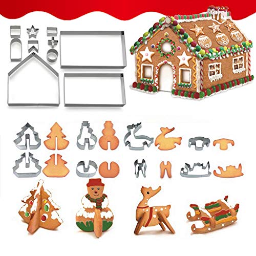 18 Piezas Moldes para Galletas Acero Inoxidable Forma Cutter para Tartas Accesorio de Cocina Galletas Hornear Navidad Halloween Cumpleaños Infantiles