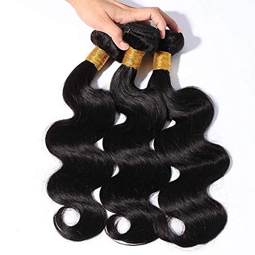 18"(45cm) SEGO Extensiones de Cortina de Pelo Natural [Brazilian Human Hair 3 Bundles] Cabello Humano Brasileño Rizado Body Wave (300g)