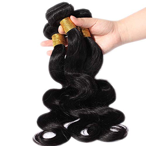 18"(45cm) SEGO Extensiones de Cortina de Pelo Natural [Brazilian Human Hair 3 Bundles] Cabello Humano Brasileño Rizado Body Wave (300g)