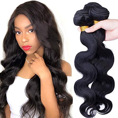 18"(45cm) SEGO Extensiones de Cortina de Pelo Natural [Brazilian Human Hair 3 Bundles] Cabello Humano Brasileño Rizado Body Wave (300g)