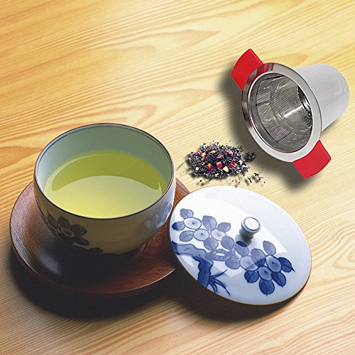 18/8 malla de acero inoxidable infusor de té colador de té con tamaño perfecto, doble asa y gran capacidad, SourceTon se cuelga en teteras, tazas, tazas para té empapado con tapa, paquete de 2 juegos