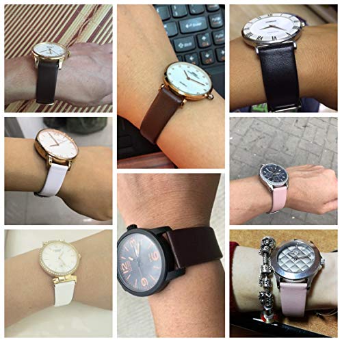18mm Watchband,EACHE Classical Ultrathin Leather Watch Straps,for Women Men,Black