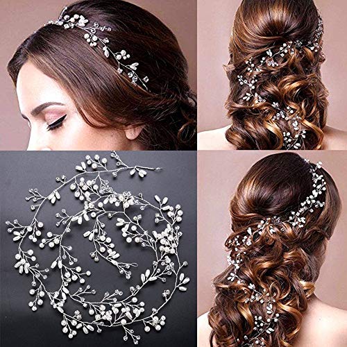 1m Tocado para el Pelo Diadema Tiara de Novia Adornos Accesorios para el Cabello para Boda Fiesta Velada