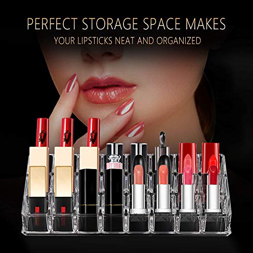 1pcs Organizador de Pintalabios Organizador de Lápiz Labial Almacenamiento de Lápiz Labial Soporte para Exhibición de Aceite y Pintalabios (24 Soporte, Cada cubo interno: 2.5cm)