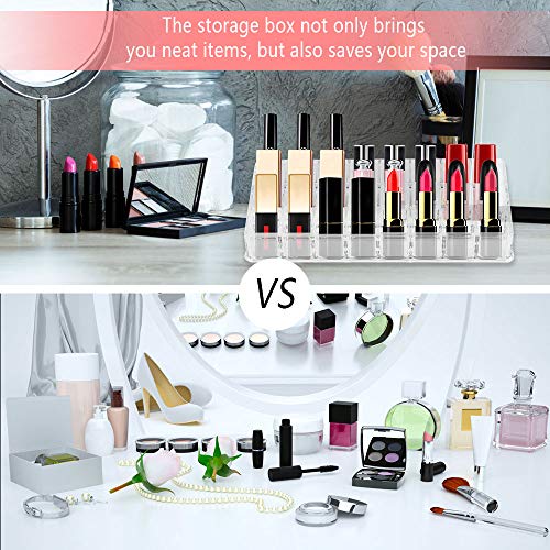 1pcs Organizador de Pintalabios Organizador de Lápiz Labial Almacenamiento de Lápiz Labial Soporte para Exhibición de Aceite y Pintalabios (24 Soporte, Cada cubo interno: 2.5cm)