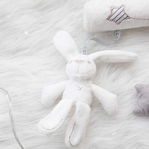 1set Juguetes para bebés Música juguetes de peluche linda forma de conejo Actividad Cuna Cochecito Peluches cama colgante Juguetes para Bebés y Niños Beige