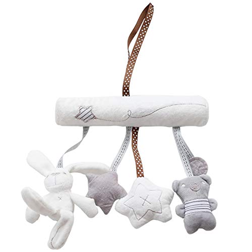 1set Juguetes para bebés Música juguetes de peluche linda forma de conejo Actividad Cuna Cochecito Peluches cama colgante Juguetes para Bebés y Niños Beige