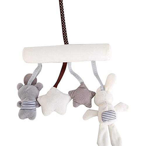 1set Juguetes para bebés Música juguetes de peluche linda forma de conejo Actividad Cuna Cochecito Peluches cama colgante Juguetes para Bebés y Niños Beige