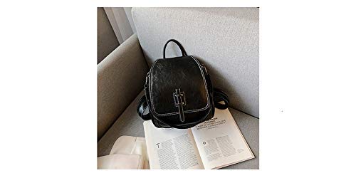 1yess Mochila pequeña Mochila for Chicas Adolescentes Informal de Cuero Bolso Womenini Marca 26X25X11Cm Negro