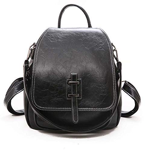 1yess Mochila pequeña Mochila for Chicas Adolescentes Informal de Cuero Bolso Womenini Marca 26X25X11Cm Negro
