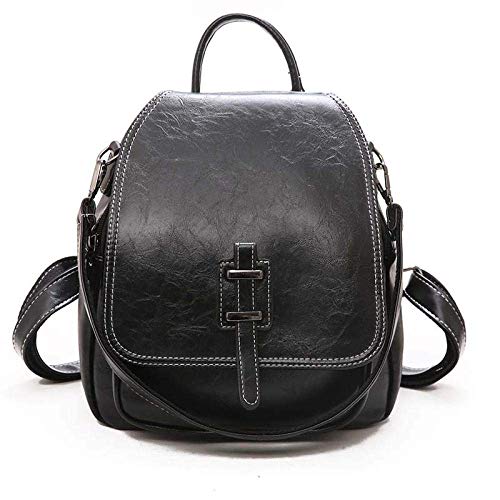 1yess Mochila pequeña Mochila for Chicas Adolescentes Informal de Cuero Bolso Womenini Marca 26X25X11Cm Negro