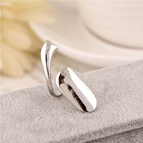 2 anillos de decoración de uñas de estilo bohemio con superficie de aleación esmaltada para uñas, decoración de uñas postizas para manicura y moda 1.4cm plata