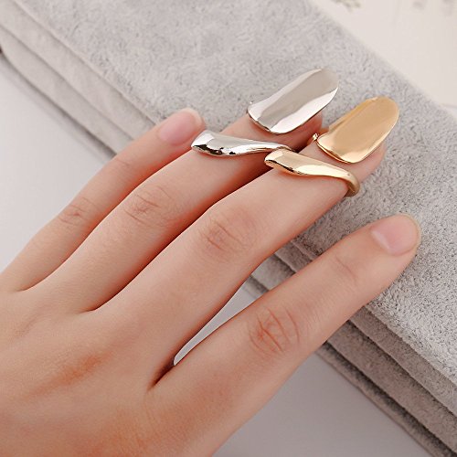 2 anillos de decoración de uñas de estilo bohemio con superficie de aleación esmaltada para uñas, decoración de uñas postizas para manicura y moda 1.4cm plata