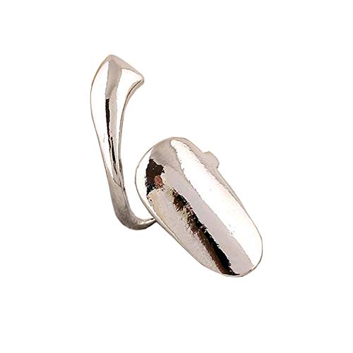 2 anillos de decoración de uñas de estilo bohemio con superficie de aleación esmaltada para uñas, decoración de uñas postizas para manicura y moda 1.4cm plata