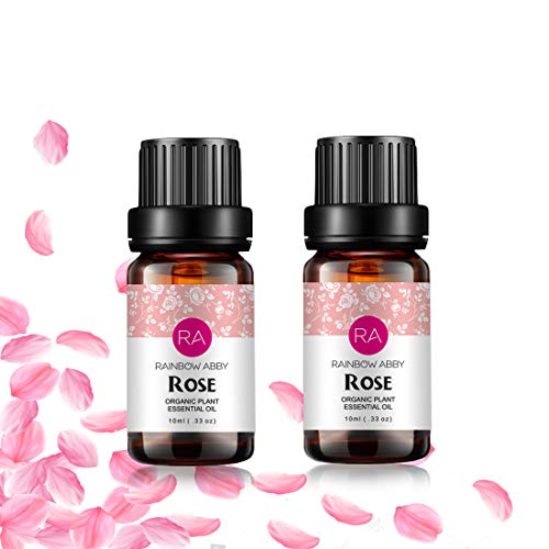 2 botellas de aceite esencial de rosa Aceite de aromaterapia 100% puro para difusor, perfumes, masajes, cuidado de la piel, jabones, velas - 2 x 10 ml