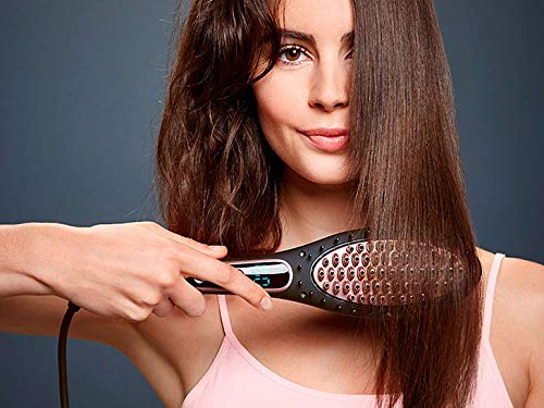 2 en 1 iónico plancha de pelo cepillo MCH plancha de pelo eléctrico alisador cepillo alisador pelo cepillo con función de bloqueo de temperatura cepillo de pelo peine