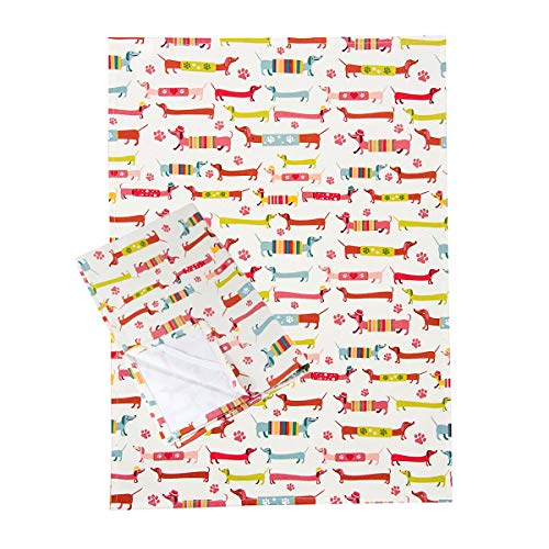 2 Paños de Cocina, Trapos de Cocina, 100% Algodon 50 x 70 cm con Diseño de Salchicha Perro Dachshund Dog Regalos Originales para Amantes de los Perros y Animales