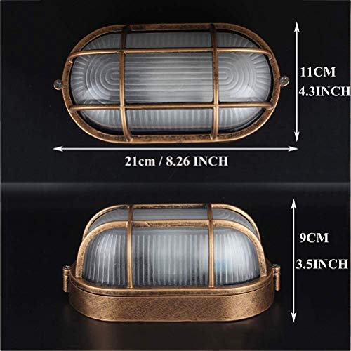 (2 Paquetes) Lampara De Pared Industrial Exterior, Lámpara De Pared Al Interior O Nautical Lámpara, Retro Aplique Impermeable, Luz Del Barco Para Cuarto De Baño Cocina Corredor Patio Balcon E27