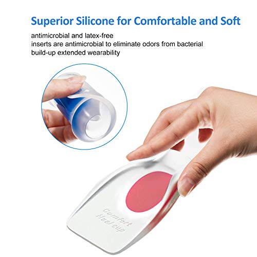 2 pares de almohadillas de gel para talones,almohadillas de silicona para talones para la fascitis plantar,espolones del talón y dolor de Aquiles,copas gel para talones y cojines Absorción (El hombre)