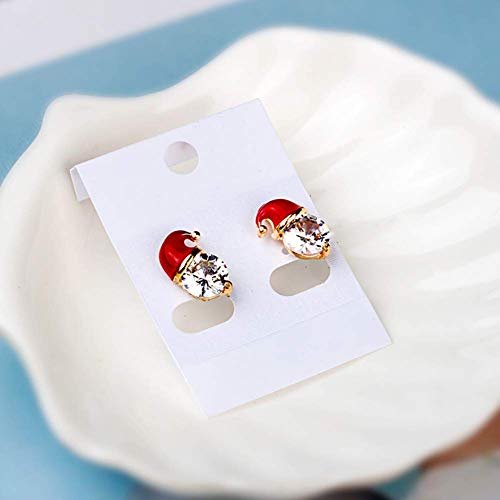 2 pares de pendientes de Navidad de moda, 1 gorro de Papá Noel, 1 pendientes de cuernos de reno de cristal, juego de regalo para mujeres y niñas