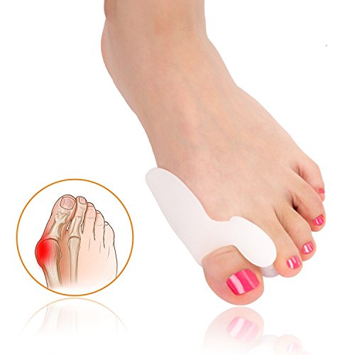 2 Pares Juanete Protector Gel Cojín Pad Alivio del Dolor Hallux Valgus Toe separador de silicona, Enderezador para dedo gordo del pie, corrector de juanetes