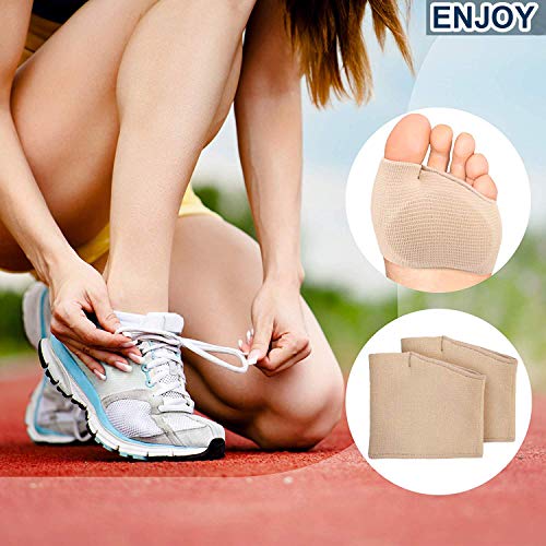 2 pares protectores para el metatarso de tela, con almohadillas de gel para las plantas de los pies, alivia el dolor