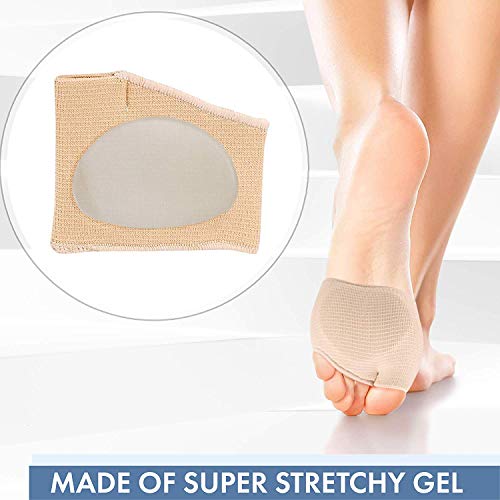 2 pares protectores para el metatarso de tela, con almohadillas de gel para las plantas de los pies, alivia el dolor