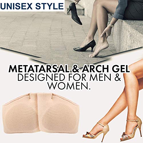2 pares protectores para el metatarso de tela, con almohadillas de gel para las plantas de los pies, alivia el dolor
