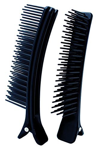 2 Pinzas Clip con púas a modo de cepillo, color negro