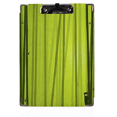 2 portapapeles de tamaño carta, Bamboo Nature Series Foggy Rainforest Foliage Botanic Wild Animal Night Mystic - Portapapeles decorativos para oficina, escuela, tablero duro con clip de perfil bajo