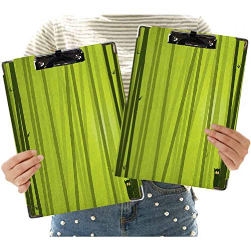 2 portapapeles de tamaño carta, Bamboo Nature Series Foggy Rainforest Foliage Botanic Wild Animal Night Mystic - Portapapeles decorativos para oficina, escuela, tablero duro con clip de perfil bajo