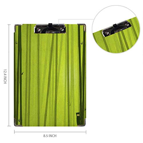2 portapapeles de tamaño carta, Bamboo Nature Series Foggy Rainforest Foliage Botanic Wild Animal Night Mystic - Portapapeles decorativos para oficina, escuela, tablero duro con clip de perfil bajo