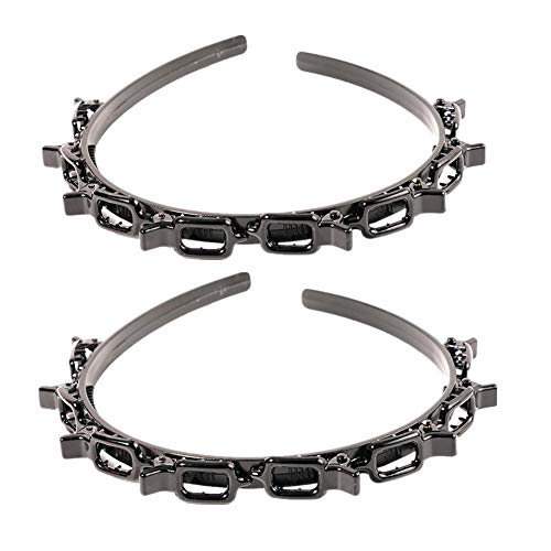 2 uds, Diadema de horquilla de peinado con doble flequillo para mujer, pinza de doble flequillo, pasadores para peinado, pasadores con flequillo hueco, diadema dentada trenzada