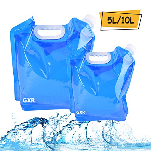 2 x – Bidón de agua plegable, Ariel de GXR portátil plegable Agua Potable [5L + 10L] Depósito de agua depósito de agua para senderismo camping picnic Travel BBQ