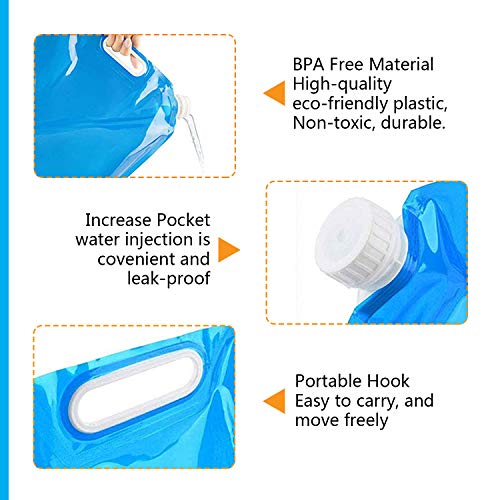 2 x – Bidón de agua plegable, Ariel de GXR portátil plegable Agua Potable [5L + 10L] Depósito de agua depósito de agua para senderismo camping picnic Travel BBQ