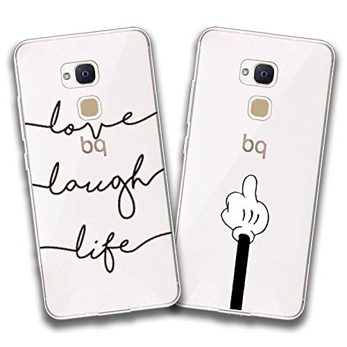 2 X Funda BQ Aquaris V Plus,Love + Gestos Especiales Flexible Suave Transparente TPU Gel Silicona Anti-Arañazos Smartphone Cascara Protectora para BQ Aquaris V Plus/VS Plus (5,5")