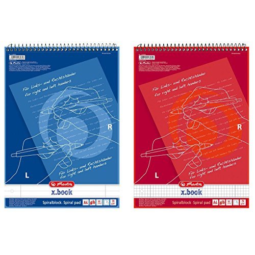 2 x Herlitz Collegeblock/DIN A4/para diestros y zurdos/Líneas + cuadriculado