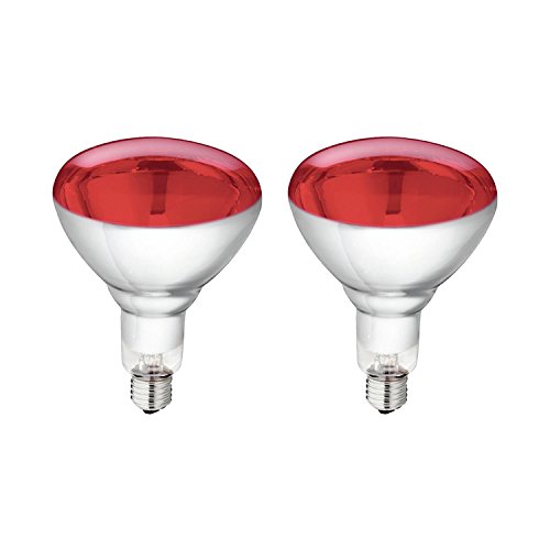 2 x Infrarrojos Bombilla para Estufa de infrarrojos - 250W 230-250V (E27) - Emite Calor - Luz Roja [ PACK ]