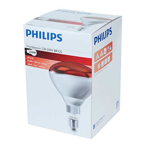 2 x Infrarrojos Bombilla para Estufa de infrarrojos - 250W 230-250V (E27) - Emite Calor - Luz Roja [ PACK ]